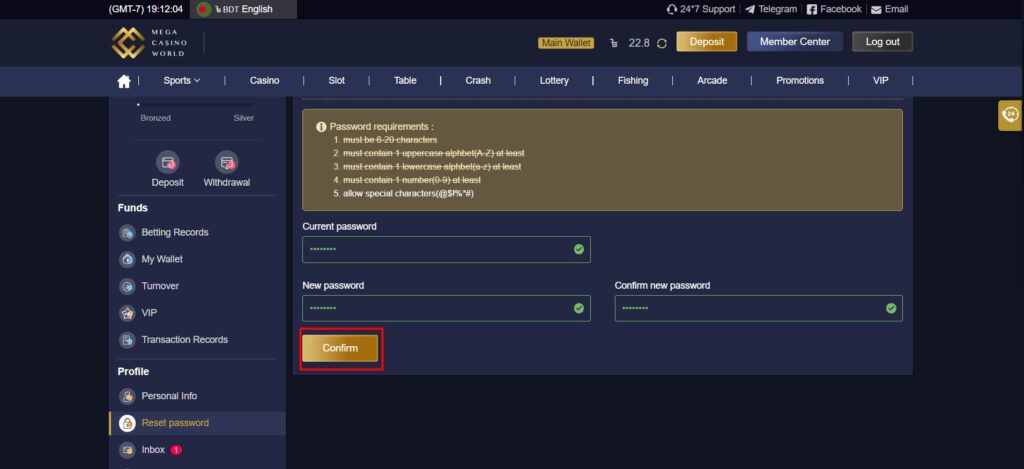 MCW Casino PASSWORD Reset PC